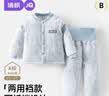 婧麒（JOYNCLEON）婴儿保暖内衣套装宝宝棉衣冬季夹棉分体儿童加厚棉袄男童女童冬装 蓝色+黄色 100 cm 实拍图