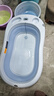 十月结晶婴儿洗澡盆新生儿大号可折叠宝宝浴盆蓝色浴架2件套 实拍图