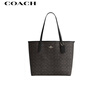 蔻驰（COACH）【品牌直供】女士CITY33经典标志单肩托特包深咖拼黑色CV976 实拍图