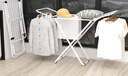欧润哲 晾衣架落地阳台折叠晒衣架晒被架INS风晾衣杆 白色121cm 实拍图