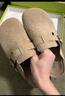 东园物作软木拖鞋真皮休闲日系时尚百搭外穿防滑情侣款Boston半包勃肯鞋 卡其色【以此颜色为准】 35 正码 实拍图
