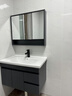 恋派浴室柜 陶瓷一体盆卫生间洗脸盆柜组合悬挂式洗漱台智能洗手盆柜 普通镜柜】珠光灰+陶瓷盆 80cm 实拍图