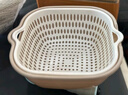 双层洗菜盆沥水篮水果盘吐骨碟客厅家用厨房洗水果篮子 圆角中号+大号灰白【2件套】 实拍图