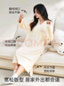 欧迪芬睡裙女睡衣女士100%纯棉带胸垫长袖翻领简约可外穿家居服L 实拍图
