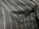 马登工装美式复古磨毛竖条纹衬衫男翻领休闲长袖衬衣修身薄款上衣外套 锡灰色 M 实拍图