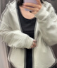 优衣库女装双面穿防风摇粒绒拉链连帽外套户外防水冬季新款479697 479697/30浅米色 M 实拍图