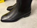 美洋（MEIYANG）瘦瘦靴 暴走靴极简通勤百搭方头粗跟切尔西短靴新款时尚休闲女靴 黑色(加绒版) 38 实拍图