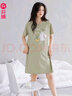 芬腾夏季薄款短袖纯棉家居服大码可爱睡衣全棉女款连衣睡裙 草绿 M 实拍图