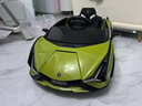 星辰皓兰博基尼儿童电动车四轮玩具可坐人小孩宝宝婴儿遥控汽车闪电SIAN 绿色四驱+遥控+摇摆+皮座+软轮 实拍图
