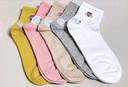 浪莎袜子女100%纯棉秋冬抗起球抗菌防臭中筒吸汗透气棉袜女士刺绣女袜 爱心-卡其+粉+灰+白+姜黄 5双 均码 实拍图