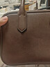 裘真【明星推荐】宽宽包植鞣牛皮休闲斜挎包手提保龄球包女 咖啡色 预售12天 实拍图