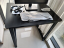 馨美凯电脑桌台式家用简易书桌办公桌简约现代工作台租房卧室学习写字桌 【单桌1.6cm厚桌面】黑架+碳纤色 长80cm*宽60cm*高74cm 实拍图