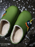 儿童棉拖鞋秋冬爆款加绒保暖毛毛鞋男女童防滑室内居家棉鞋 墨绿色 32.5 内长20.5cm 实拍图