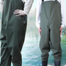 熊火下水裤半身雨裤连体男水裤防水鱼裤渔裤全身防水裤皮裤背带裤涉水裤皮叉裤连鞋捞鱼服  加厚85丝军绿色（带鞋垫+腰带+补皮+胶水） 41 实拍图