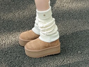 ZHR则则雪地靴女厚底冬季新款舒适防滑真牛皮东北棉鞋加绒加厚保暖面包靴 驼色-GZ08 37 实拍图
