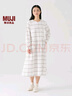 无印良品（MUJI）女式 法兰绒抽褶连衣裙 美拉德纯棉起毛宽松长裙子秋冬 BC08CC3A 原色格纹 L 165/88A 实拍图