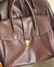 裘真手提公文包女士复古大容量通勤头层植鞣牛皮包包植鞣牛皮 咖啡色-大号 实拍图