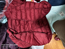 鸭鸭（YAYA）佟丽娅同款轻薄羽绒服女新款秋冬季休闲短款连帽保暖轻便韩版外套 酒红 2XL 实拍图