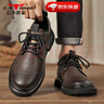 公牛世家男鞋秋季新款英伦休闲皮鞋潮流复古大头工装鞋子男士低帮马丁鞋靴 咖色【四季款单鞋】GN12310A048 40 (标准运动码) 实拍图