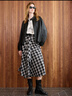 三彩2025秋季新款格纹半身裙不规则A字裙中长裙设计感M 黑米格纹 S 155/64A 实拍图