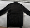 三彩冬款纯色坑条针织衫木耳边半高领修身打底内搭简约女 经典黑 L 实拍图