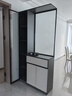 艾琪杉入户玄关柜鞋柜一体靠墙正对门客厅酒柜玻璃门屏风奶油风隔断柜子 左柜【卡其配深灰】100*35*210 实拍图