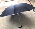 天堂 加大雨伞三折 晴雨两用商务伞经典格纹10骨大雨伞男女 藏青 实拍图