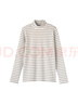 MUJI女式 起毛罗纹编织半高领长袖T恤上衣打底衫女款内搭春秋女装条纹 米白色条纹 XL （165/92A） 实拍图