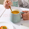 传旗马克杯大容量陶瓷杯咖啡杯带勺带盖牛奶杯早餐杯家用喝水杯子绿色 实拍图