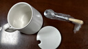 传旗陶瓷马克杯带勺盖咖啡杯牛奶杯早餐杯办公杯男女茶杯描金白400ml 实拍图