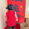 葆氏儿童罩衣国风宝宝吃饭围兜防溅衣反穿衣辅食灯芯绒红衣饭兜-女宝 实拍图
