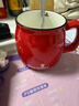 贝瑟斯马克杯陶瓷杯带盖带勺办公家用杯子 简约光滑水杯 经典咖啡杯红色 实拍图
