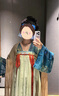 重回汉唐春辰锦原创唐制复原齐胸衫裙襦裙套装披帛汉服女装 上蓝下绿齐胸套装/现货 XL 170 实拍图