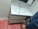 心海伽蓝（SHKL）极简收纳智能浴室柜实木臻灰色照明除雾洗手盆柜组合陶瓷盆4546 【锦云系列】90cm普通镜柜+冷热龙头 实拍图