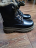 达芙妮秋冬真皮马丁靴女2025最新款厚底增高英伦风短靴加绒加厚雪地靴女 黑卡其【超厚绒】 36 实拍图