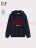 GAP女装2025秋季新款撞色Logo宽松抓绒套头连帽衫卫衣上衣 海军蓝 XS (155/80A) 亚洲尺码 实拍图