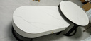 森生林岩板茶几客厅小户型简约轻奢椭圆形可伸缩茶桌 C14-1黑架白箱 雪山白+雪山白 120cm椭圆茶几+80cm小圆边几 实拍图