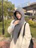 南木熊帽子韩系ins帽子围巾一体保暖针织帽女冬季护耳巴拉克拉法毛线帽 灰色 实拍图