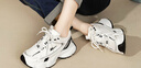 回力女鞋春秋潮流老爹鞋女百搭厚底增高休闲运动鞋子女 白黑(皮面) 36 实拍图