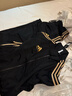阿迪达斯 （adidas）运动套装男2025秋季跑步运动套装防风夹克收腿裤两件套 黑/金 XL 实拍图