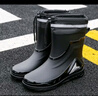 德系雨鞋雨靴高档男新款收口防雨防水鞋中筒防滑雨靴水靴户外钓鱼 黑色加防水口不可拆 42 实拍图