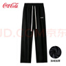 可口可乐（Coca-Cola）休闲裤男秋冬加绒加厚裤子卫裤直筒裤长裤 黑色加绒 L(130-150斤) 实拍图