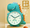 曲彤恐龙学生小闹钟起床神器音乐儿童男孩女孩时钟表专用桌面卡通静音 绿色笨笨龙 6英寸 实拍图