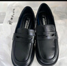 回力单鞋乐福鞋秋季鞋子女新款百搭一脚蹬厚底休闲女鞋女士小皮鞋 黑色 3cm 39 实拍图