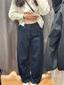 优衣库女装男装宽松廓形牛仔裤/弯刀镰刀裤子25秋冬新款479000 69 藏青色 27 /160/68A 实拍图
