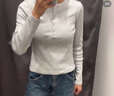 优衣库女装罗纹亨利领T恤/长袖修身短款内搭打底25新款479591 01 乳白色 L /160/88A 实拍图