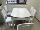 奥利克丝 亮光岩板餐桌椅组合 现代简约实木餐桌可伸缩折叠圆桌吃饭桌子 白+白框架205#木椅款-哑光雪山白 1.35米 一桌六椅【12MM加厚岩板】 实拍图