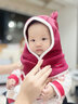BabyWatch婴儿帽子秋冬宝宝新生儿外出帽子婴幼儿保暖防风护耳帽加厚摇粒绒 小熊帽-酒红【A类标准丨围脖一体帽】 0-3周岁 实拍图