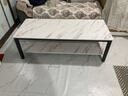 修乐（XIULE）茶几客厅家用茶桌钢化玻璃茶台仿岩板大理石茶几轻奢感小桌子 【加粗钢架】白纹理+黑架140cm 实拍图