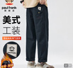 大嘴猴（paul frank）休闲裤男秋季美式裤子男士工装裤男裤宽松长裤 藏蓝色 3XL 实拍图